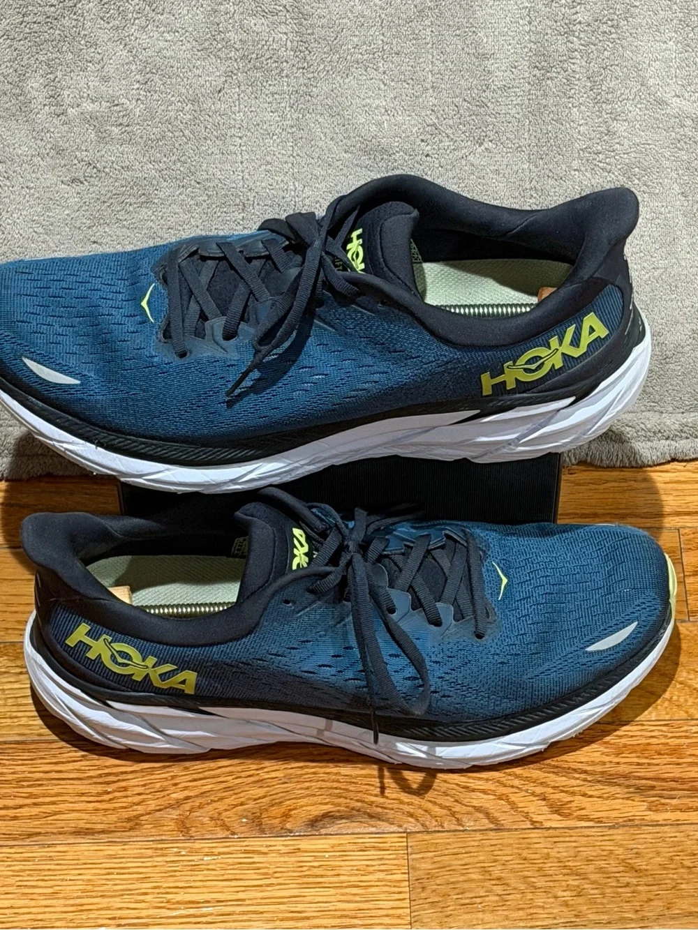 HOKA One One Clifton 8 Shoes Mens Size 12 D Blue Running Sneakers 1119393 BCBT